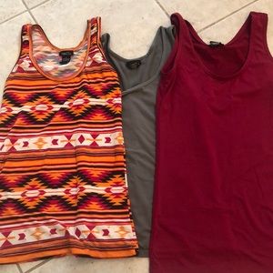 3 Rue 21 tank tops- Maroon, Grey, Orange